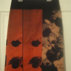 E-Play Midi Skirt Abstract Print Red Black M Italy